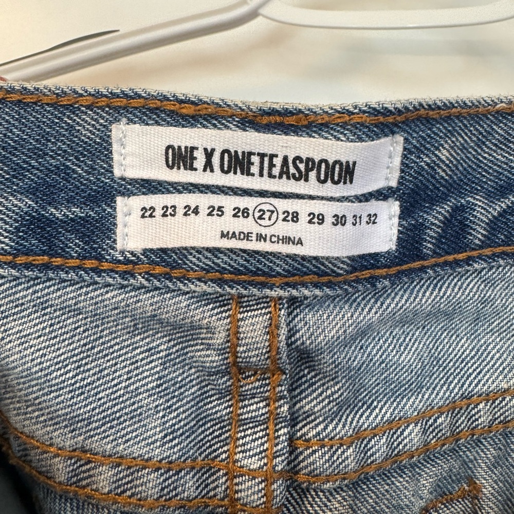 One Teaspoon Blue Distressed Jean Shorts - Picture 7 of 11